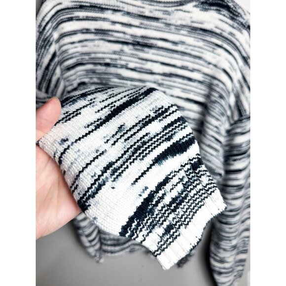 Nine West Space Dye Mock Neck Sweater Large Black Cream Womens Pullover - Picture 4 of 5